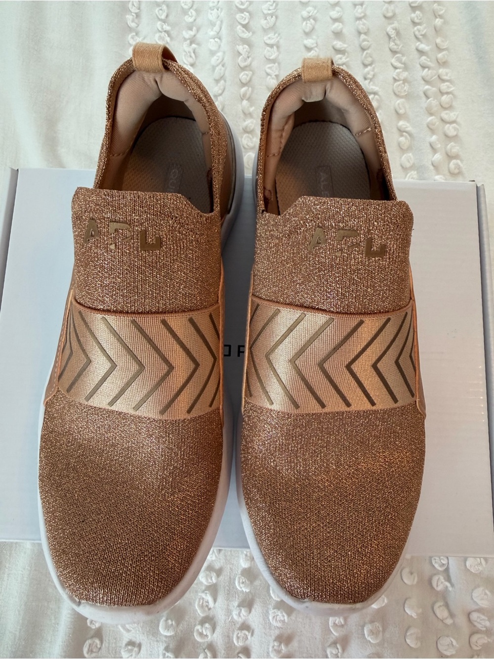 ATL Women’s Slip-On Athletic Shoes in Metallic Rose Gold/Quartz 8.5